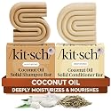 Kitsch Coconut Oil Shampoo and Conditioner Set - Deep Moisturizing Shampoo and Conditioner Bar for Dry Damaged Hair - Hydrating Solid Bars for Curly