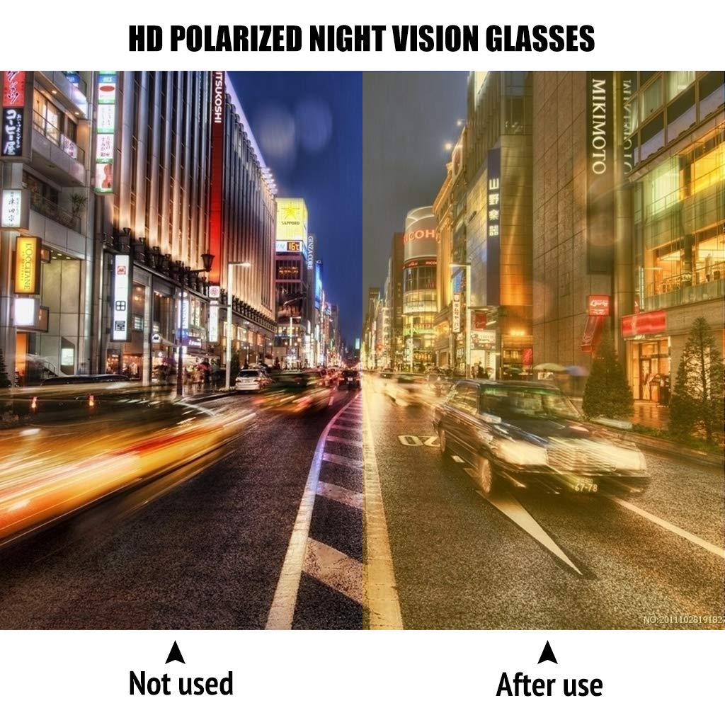 OTRIEK Night Vision Glasses for Driving, Yellow Wrap-Around Sunglasses, Anti-Glare Night Driving Glasses for Women, HD Polarized Lenses, Medium