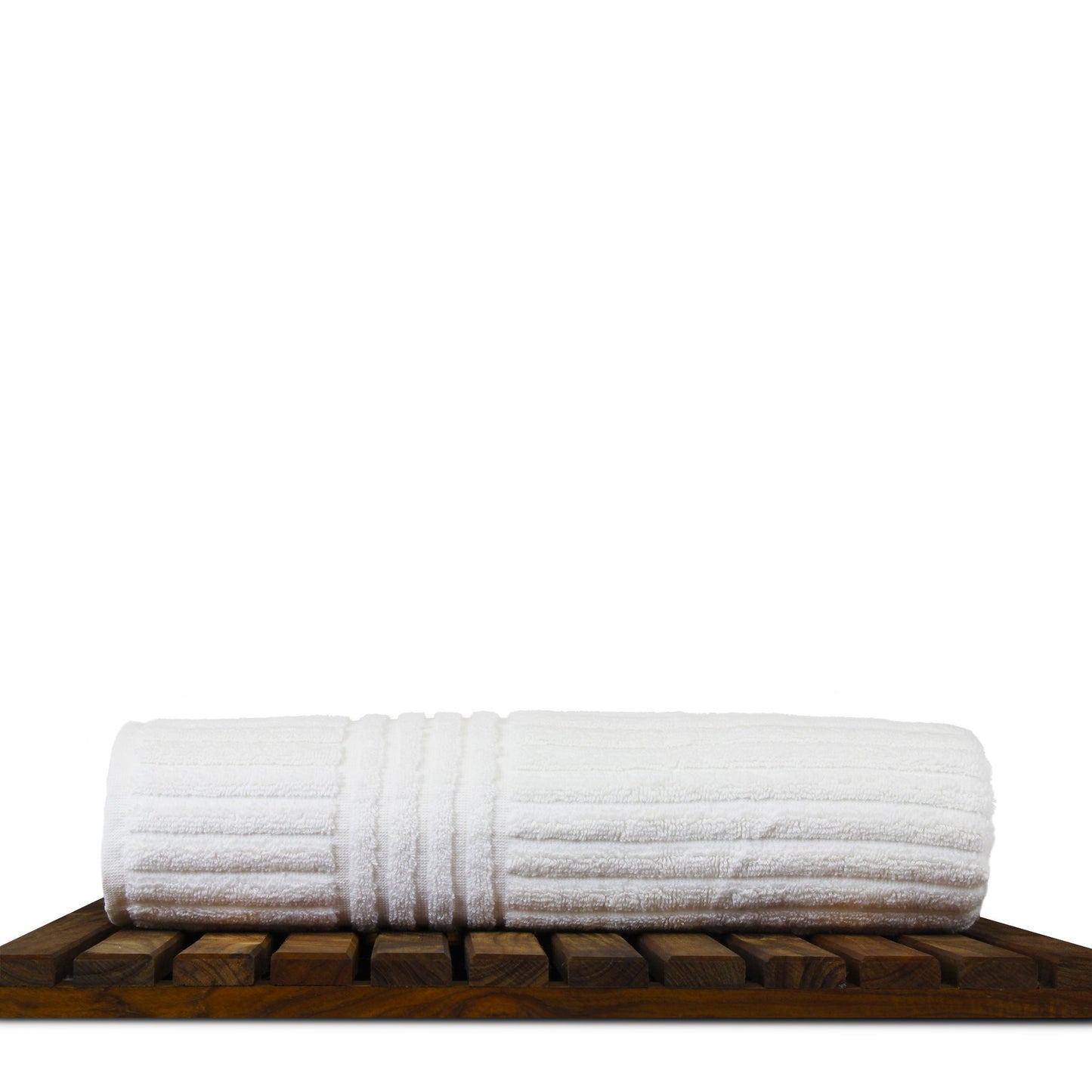 BC Bare Cotton Luxury Hotel & Spa 100% Natural Turkish Cotton Ribbed Channel Pattern Bath Towel (Set of 4), White (852-1501-01)