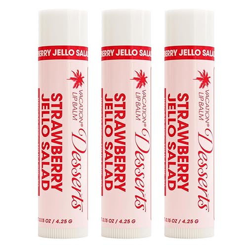 Vacation Strawberry Jello Salad SPF 30 Lip Balm, Hydrating Sunscreen for Lips, Water-Resistant, Lightweight, Transparent Sheen, Vegan Formula Made