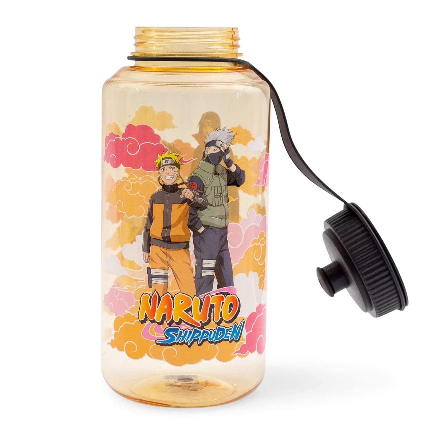 JUST FUNKY Naruto Shippuden Characters Plastic Water Bottle With Push Cap | Large Sports Jug For Gym, Work | Holds 32 Ounces