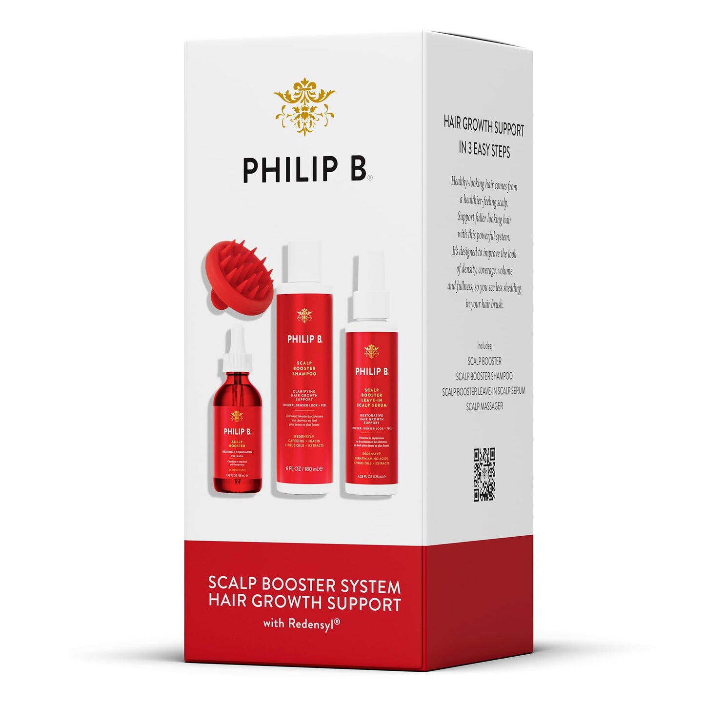 Philip B. Scalp Booster System - Includes Pre-Wash Scalp Treatment, Shampoo, Leave-In Conditioner and Scalp Massager
