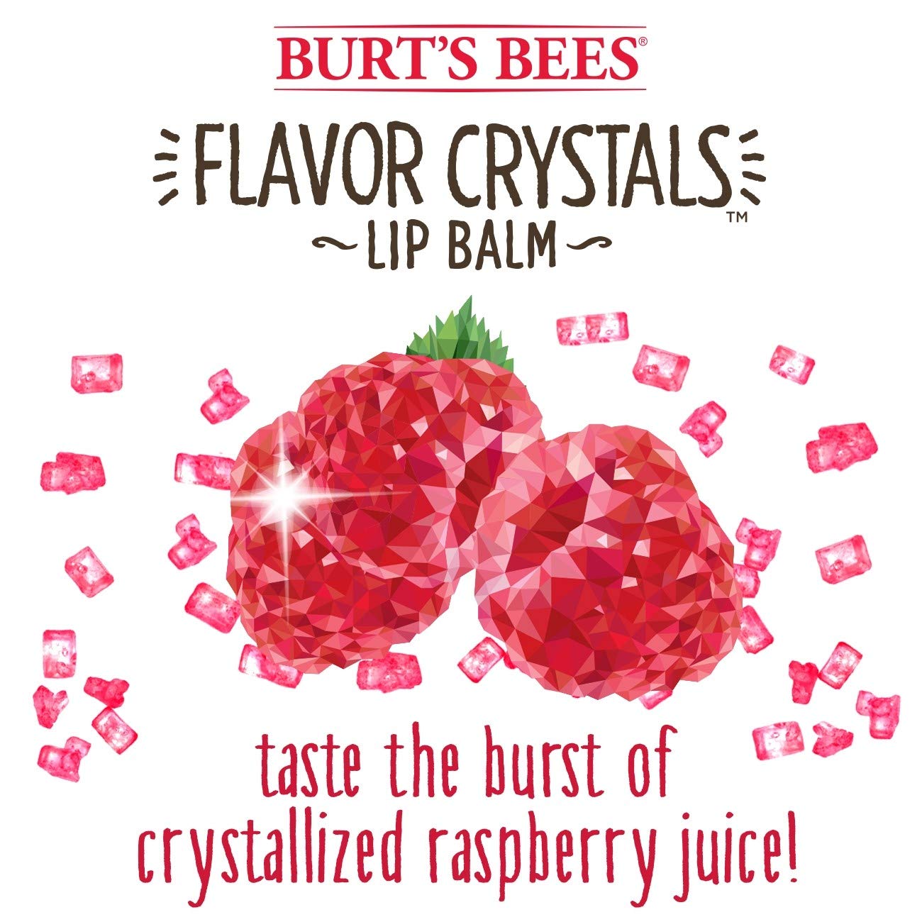 Burt's Bees Flavor Crystals 100% Natural Lip Balm, Red Raspberry with Beeswax & Fruit Extracts - 1 Tube,0.16 ounce
