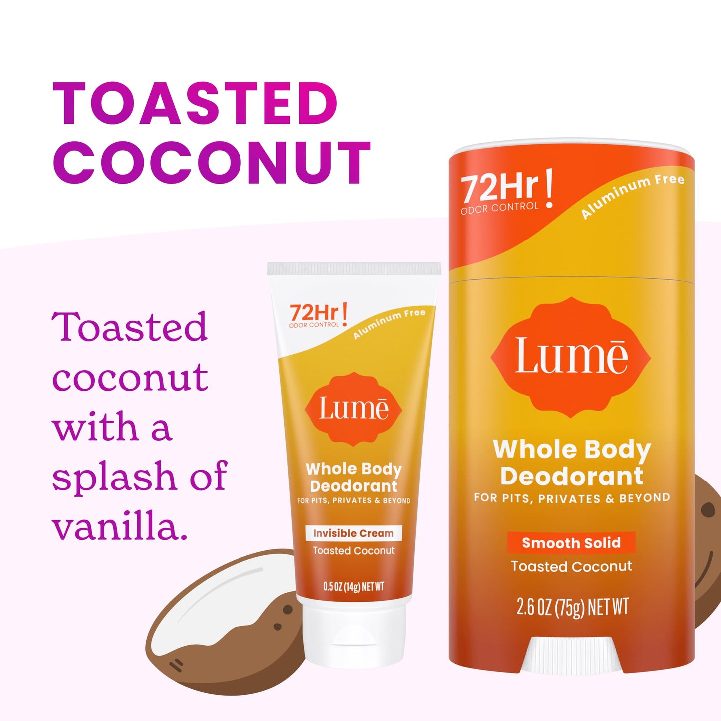 Lume Whole Body Deodorant - Invisible Cream Tube Mini and Solid Stick Bundle - 72 Hour Odor Control - Aluminum & Baking Soda Free, Skin Loving Beauty and Personal Care Lume