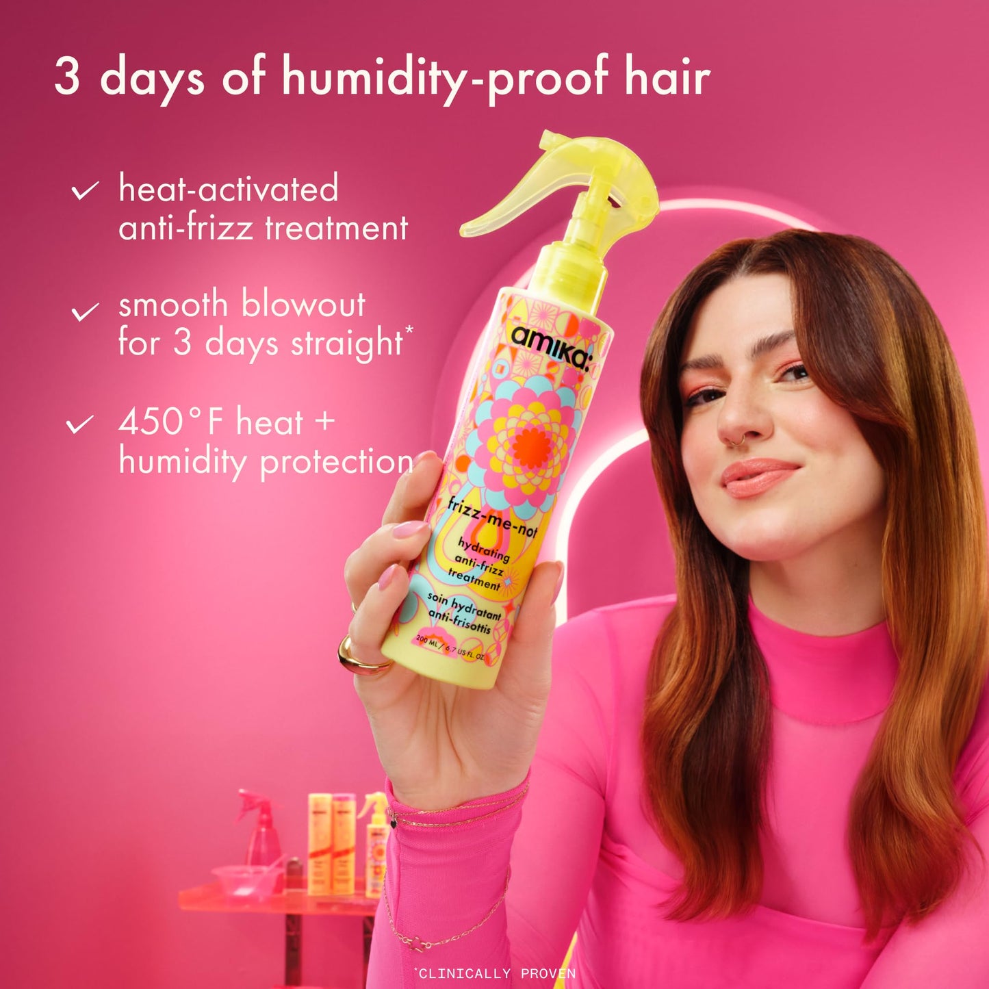amika frizz-me-not hydrating anti-frizz treatment, 60ml | lightweight hydrating spray for medium to thick coarse hair types 2a-4c, humidity + heat Beauty and Personal Care Amika