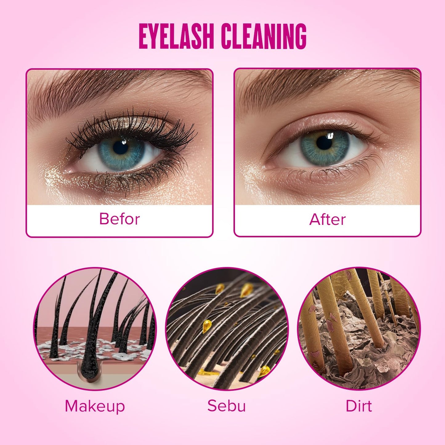 STACY LASH Lash Shampoo 50ml Kit Korean Makeup Remover with Eye Lash Spoolies & Rinse Bottle & Cleansing Pad & Brush for Eyelash Extensions & Clusters Beauty and Personal Care STACY LASH