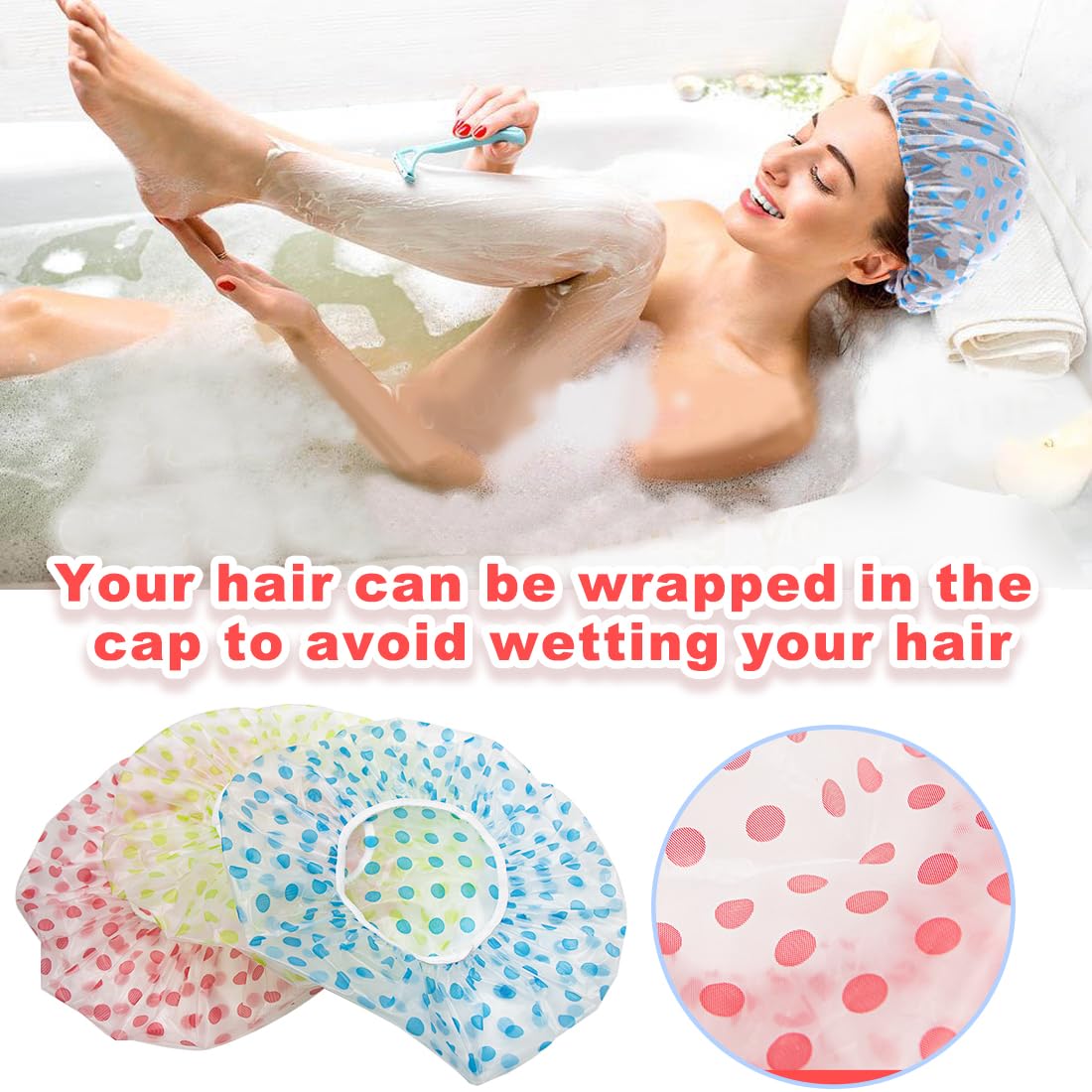 18Pcs Plastic Shower Caps for Women Reusable Waterproof Bath Caps Bathing Hair Cap Shower Caps for Shower,Spa,Salon,Housework,Girls,Home,Travel