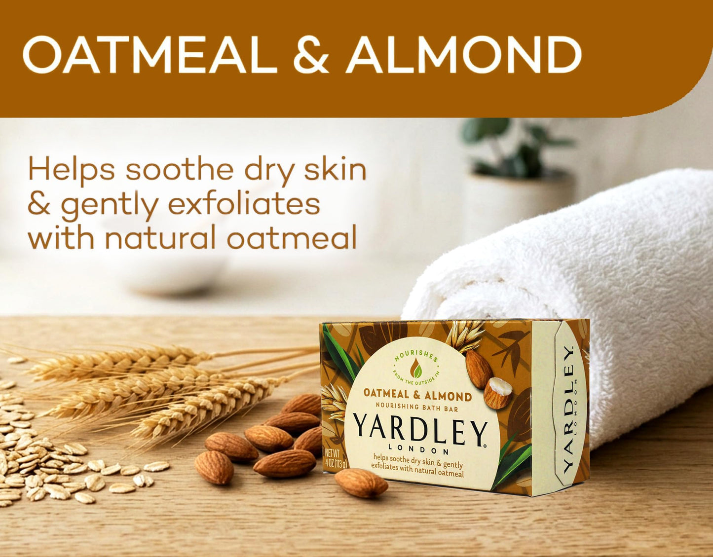Yardley Oatmeal Almond Bath Bar 4oz - Pack of 2 Beauty & Personal Care Yardley