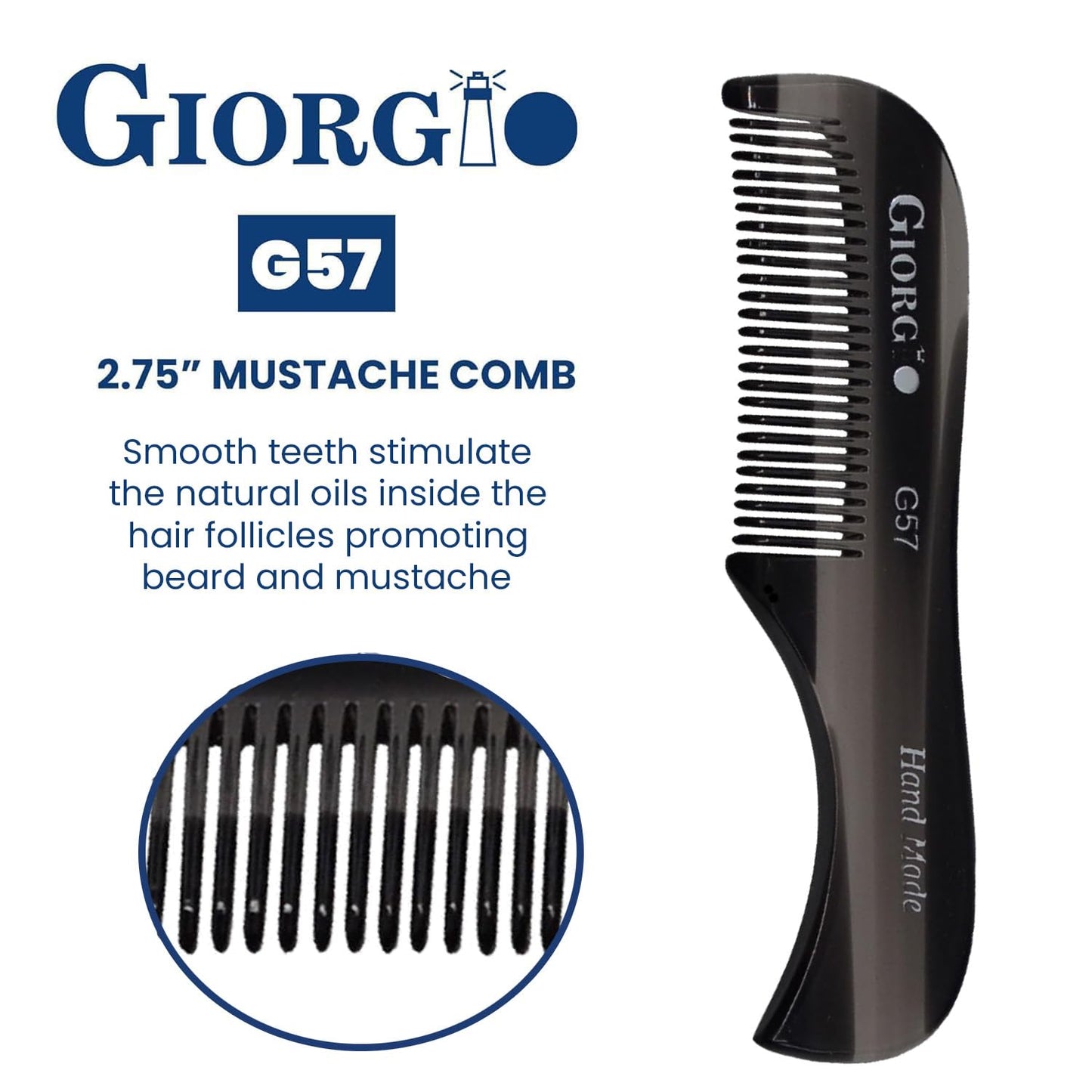 Giorgio G57 Extra Small 2.75 Inch Men's Fine Toothed Beard and Mustache Comb for Facial Hair Grooming and Styling. Wallet Pocket Comb Handmade Beauty and Personal Care GIORGIO