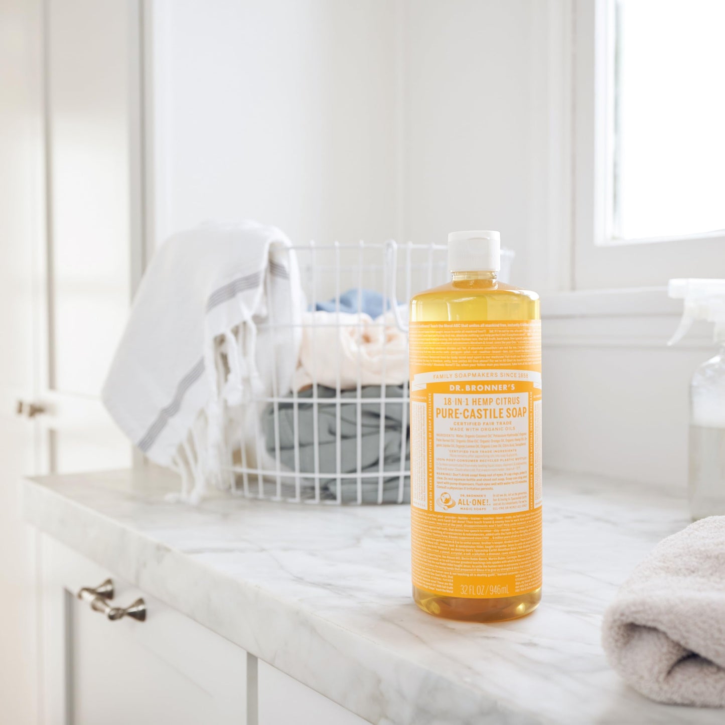 Dr. Bronner's Magic Soap-Pure-Castile Liquid Soap (Citrus, 32oz, 2-Pack)-Regenerative Organic Certified Oils, 18-in-1 Uses: Body, Hair, Laundry, Pets