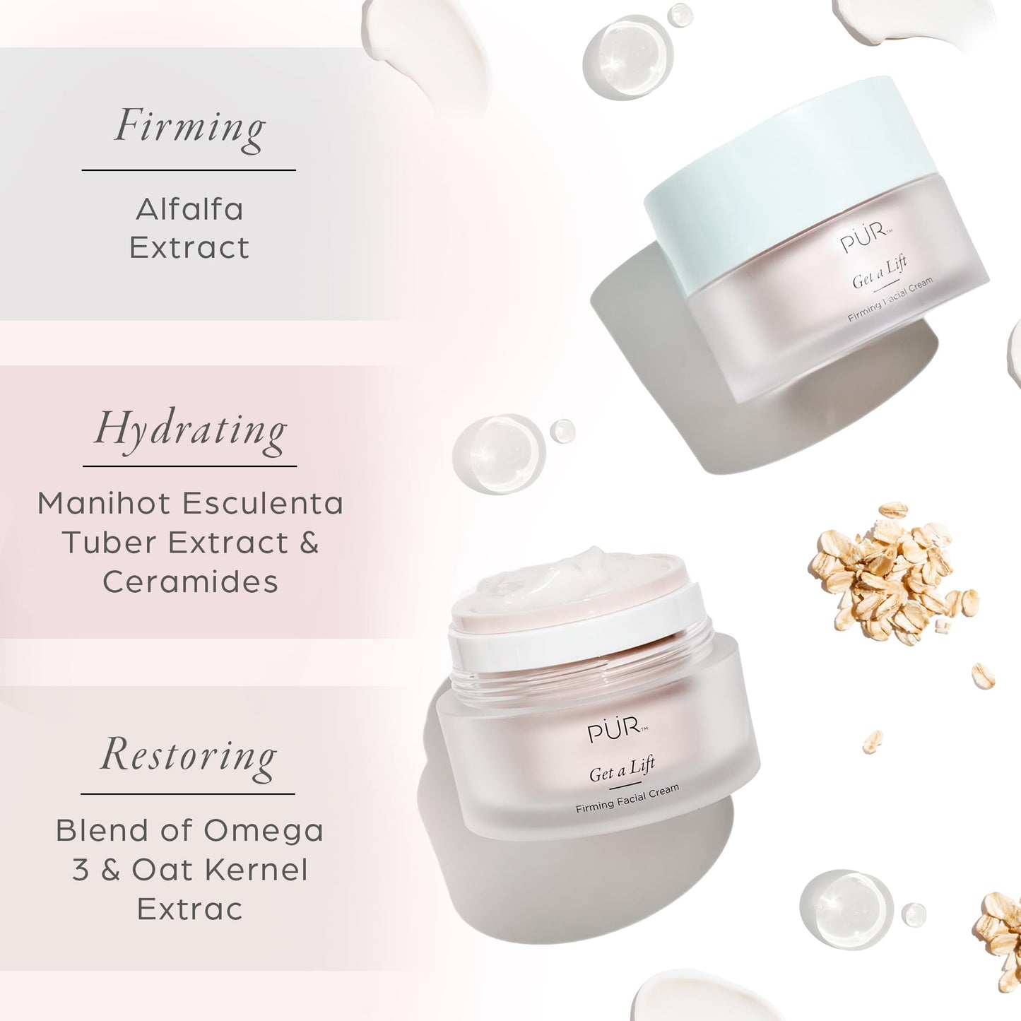 PÜR MINERALS Firming Facial Cream, Get a Lift by Triple-Action Lightweight Moisturizer for Face & Neck Tightens Sagging Skin & Restores Firmness