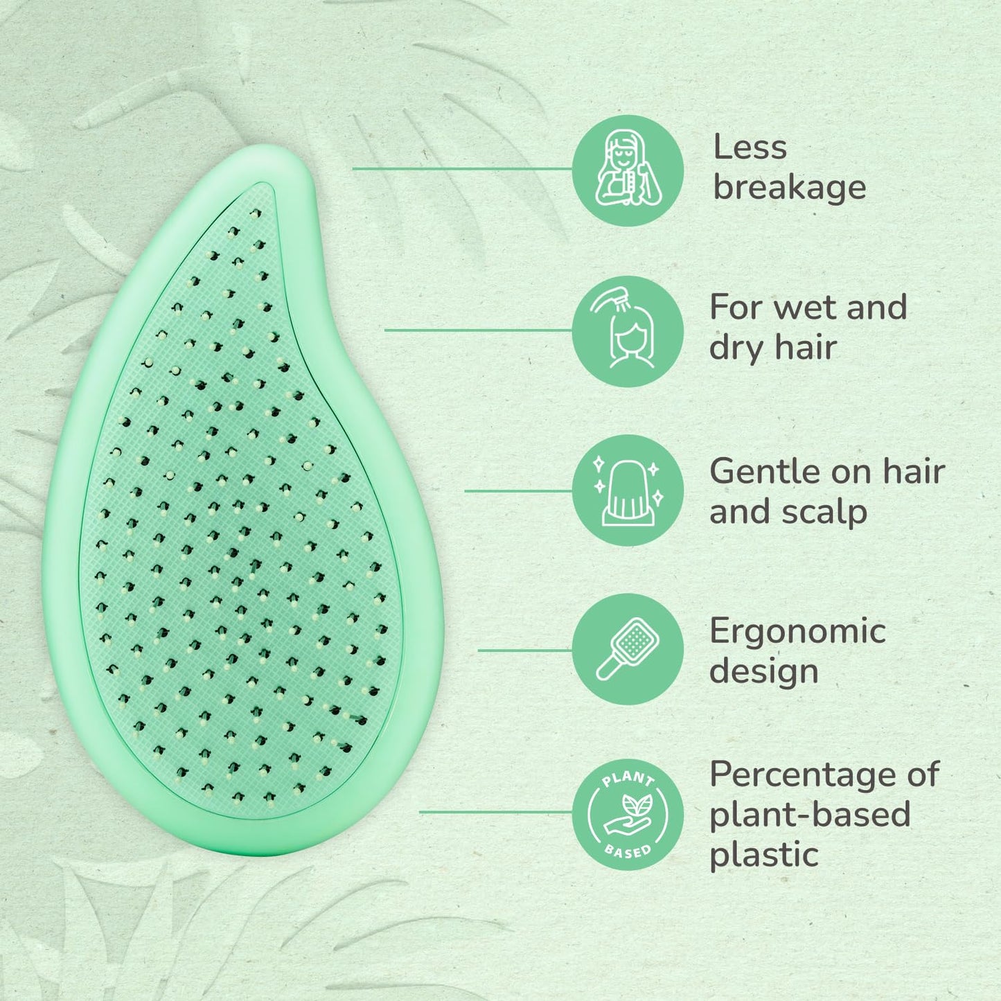 Wet Brush Go Green Palm Detangling Hair Brush Infused with Tea Tree Oil - Pain-Free Ultra-Soft Detangler Bristles Glide Through Tangles with Ease