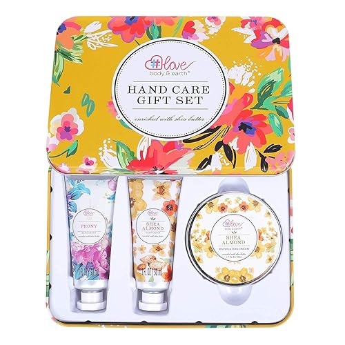 BODY & EARTH # LOVE Hand Cream Gift Set, Hand Lotion Sets for Christmas Gifts, Hand Care Set with Shea Butter, Travel Size Lotion Set for Women, 2