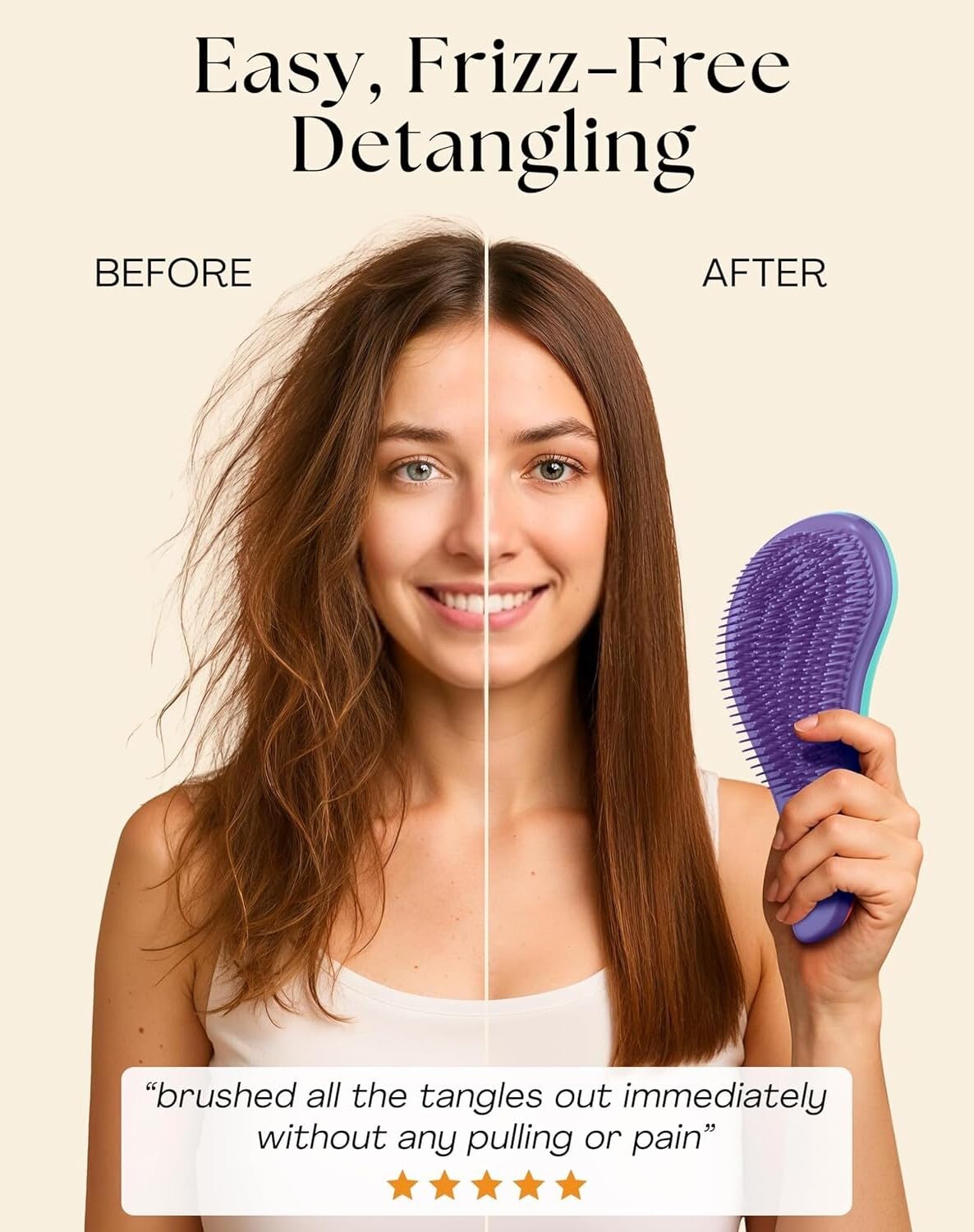 Lily England Detangler Hair Brush for Curly, Thick, Straight & Natural Hair - Gentle Detangling Brush for Women, Kids & Toddlers with Flexible Beauty and Personal Care Lily England