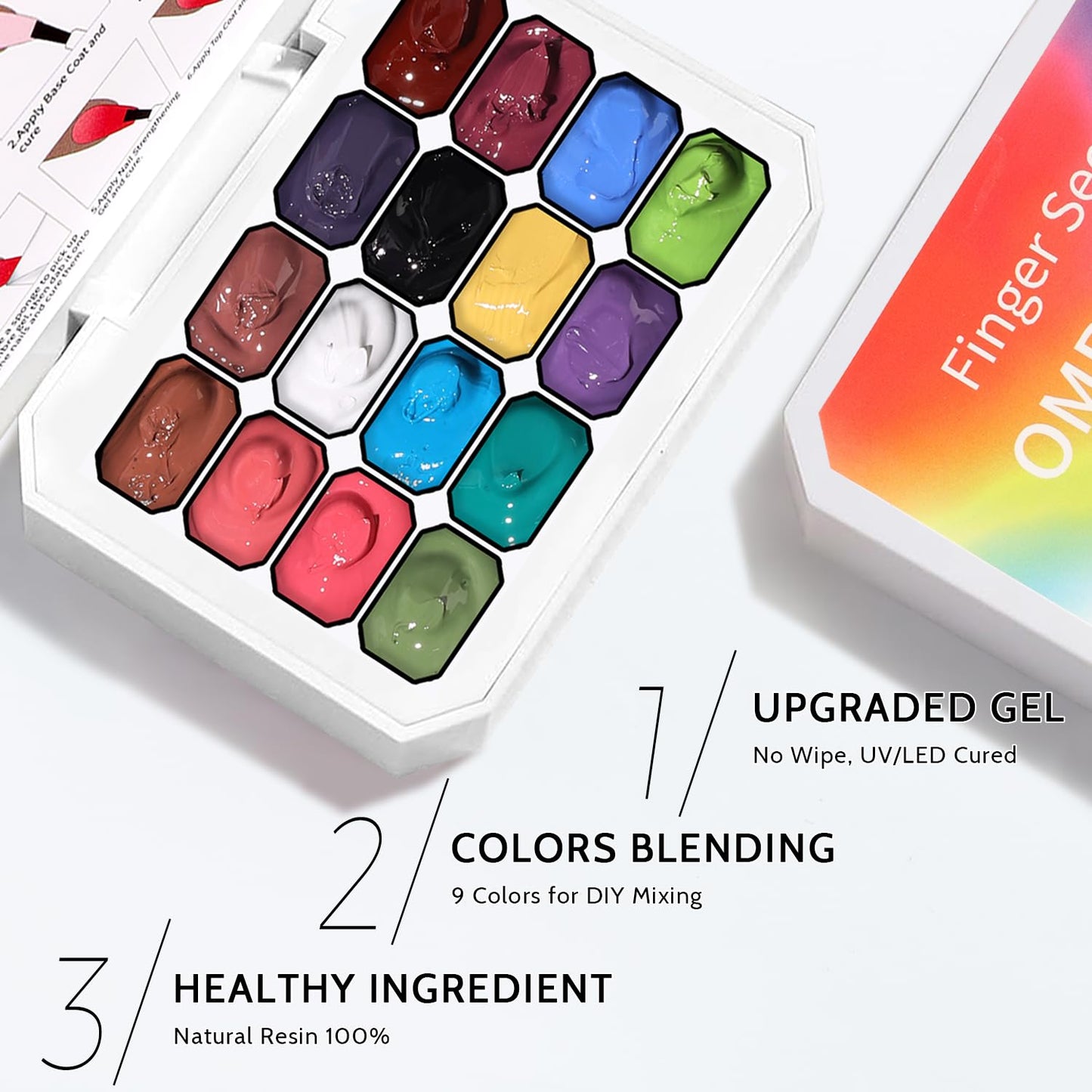 Ombre Gel Polish Palette,16Colors Pat Gel Paint Nail Art Kit Sponge Patting Beauty and Personal Care Karroy