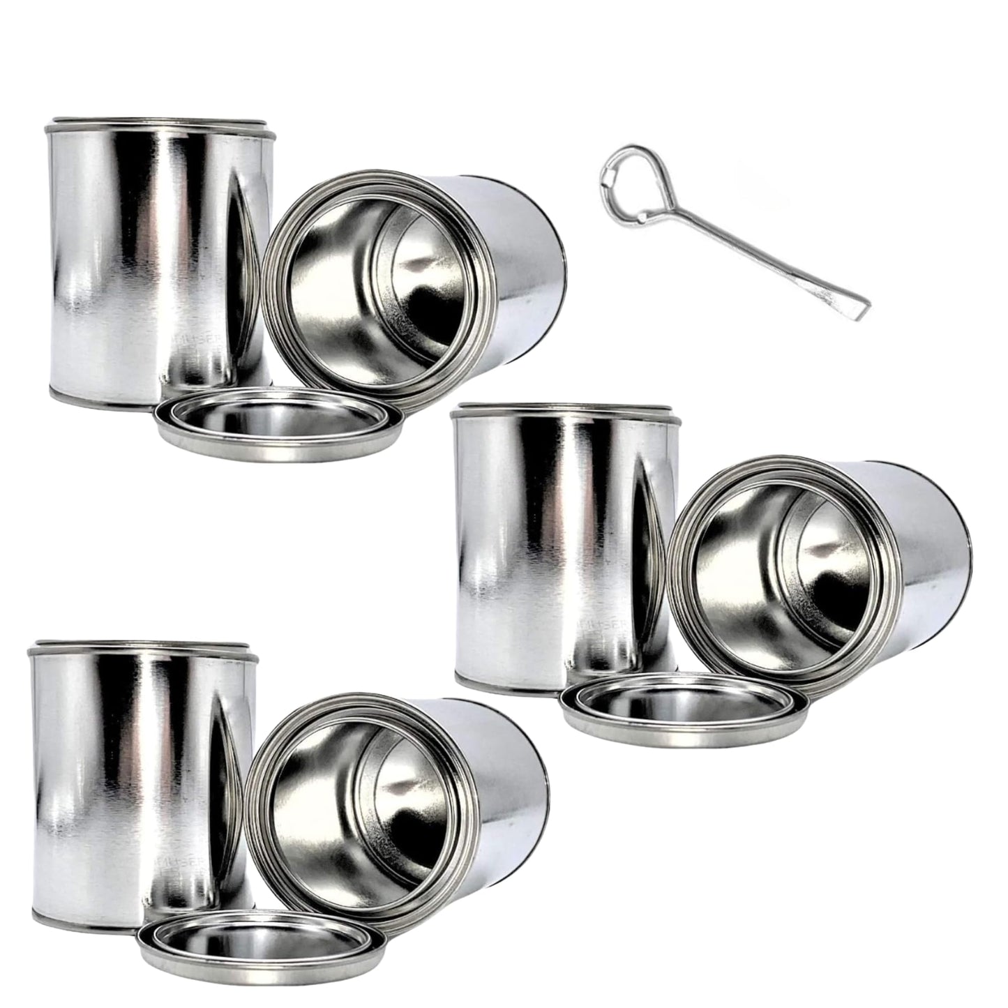 Blysk Empty Metal Cans with Lids - 16 oz/Pint Size, Unlined, Airtight Seal, Can Opener Included 6 Pack