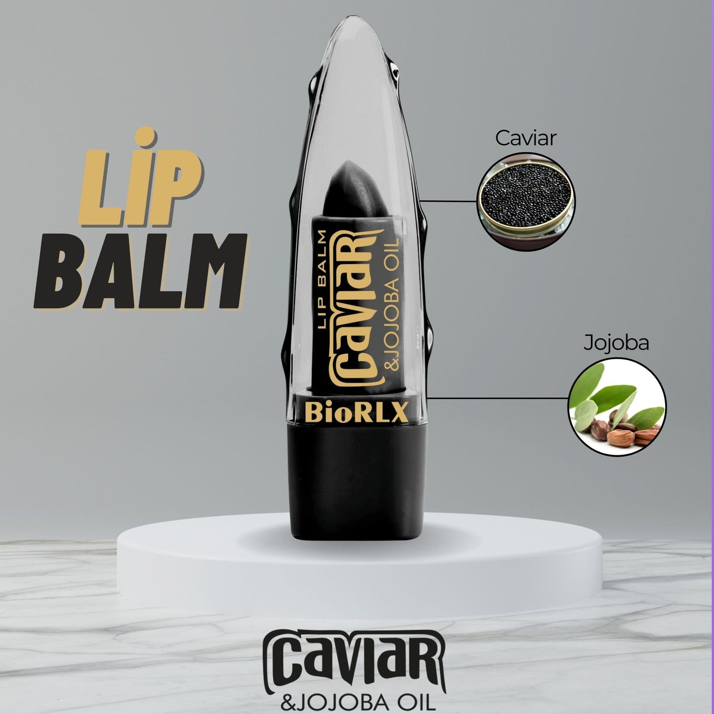 BioRLX Caviar & Jojoba Oil Lip Balm - Luxurious Color-Free Lip Care for Intense Moisture and Smoothness (There Lip Balm) (Caviar & Jojoba, 0.12 Ounce Beauty and Personal Care BioRLX