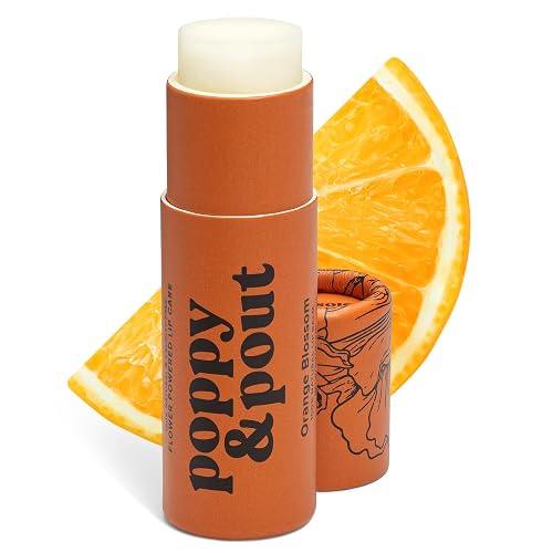 Poppy & Pout Orange Blossom Jumbo Lip Balm | All Natural Lip Balms & Moisturizers | Hydrates with Beeswax, Vitamin E, Organic Coconut Oil |