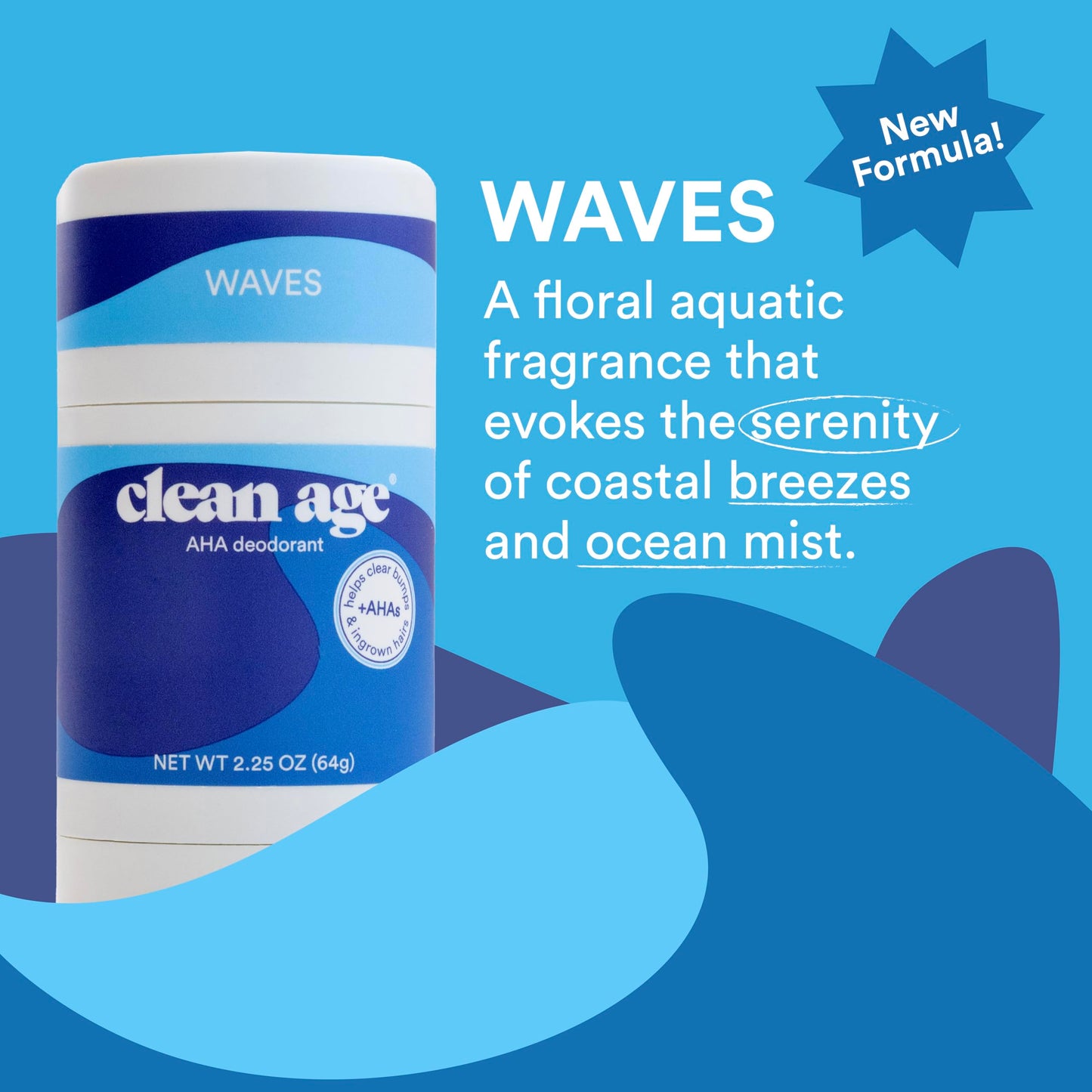 Clean Age Aluminum Free Deodorant, Waves Scent, 2.25oz 2 Pack, Teen Deodorant for Boys and Girls, Paraben Free, No Aluminum for Sensitive Skin, Beauty and Personal Care CLEAN AGE