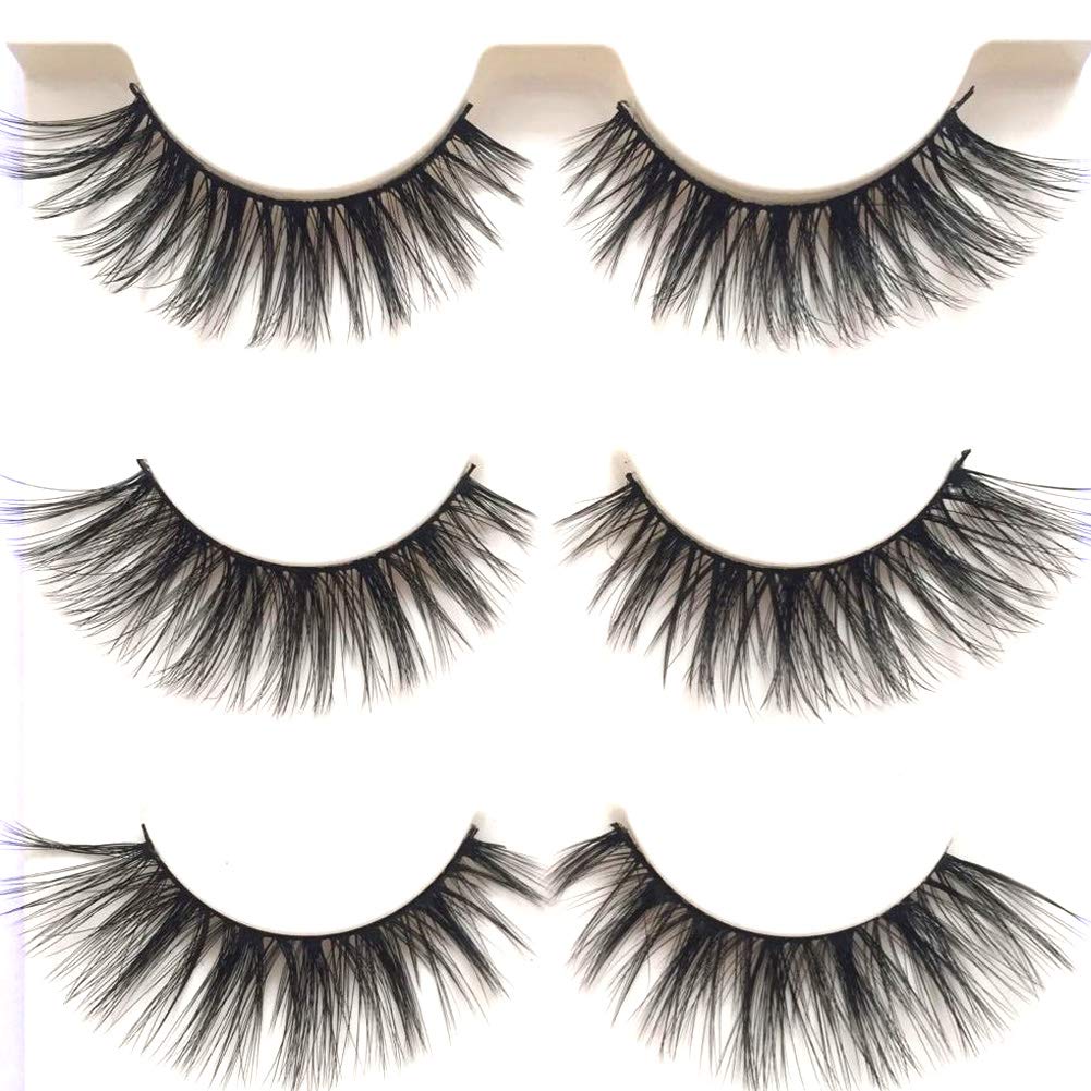 Sunniess Hair Imported Korea Fiber Faux Mink False Eye lashes Handmade Reusable Long Cross Volume Dramatic Lashes Natural Look Makeup Thick Black Fake
