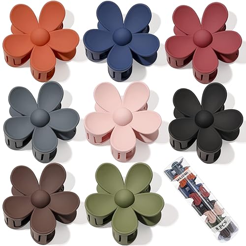 Flower Hair Claw Clips 8PCS Cute Hair Clip Big Daisy Hair Clips Strong Hold Jaw Flower Clip Barrettes Large Hair Clamps Accessories Thick Hair