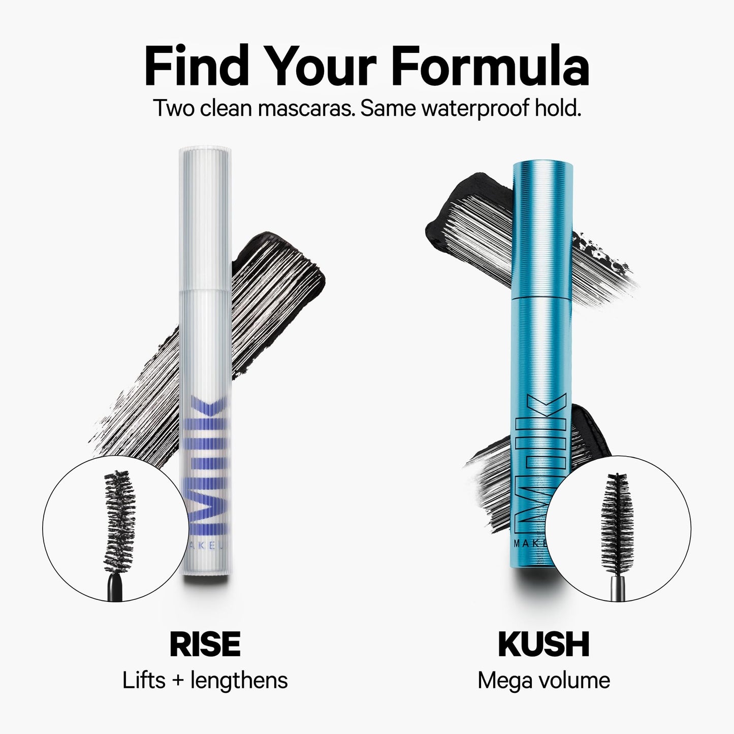 Milk Makeup RISE Waterproof Mascara - Lifts, Lengthens, Holds Curl & Adds Volume - Dries Quickly, Stays Put - Vegan, Cruelty Free