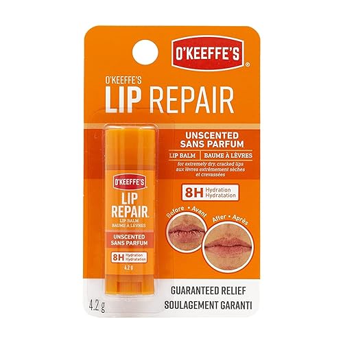 O'Keeffe's Unscented Lip Repair Lip Balm for Dry, Cracked Lips, Stick, (Pack of 5)