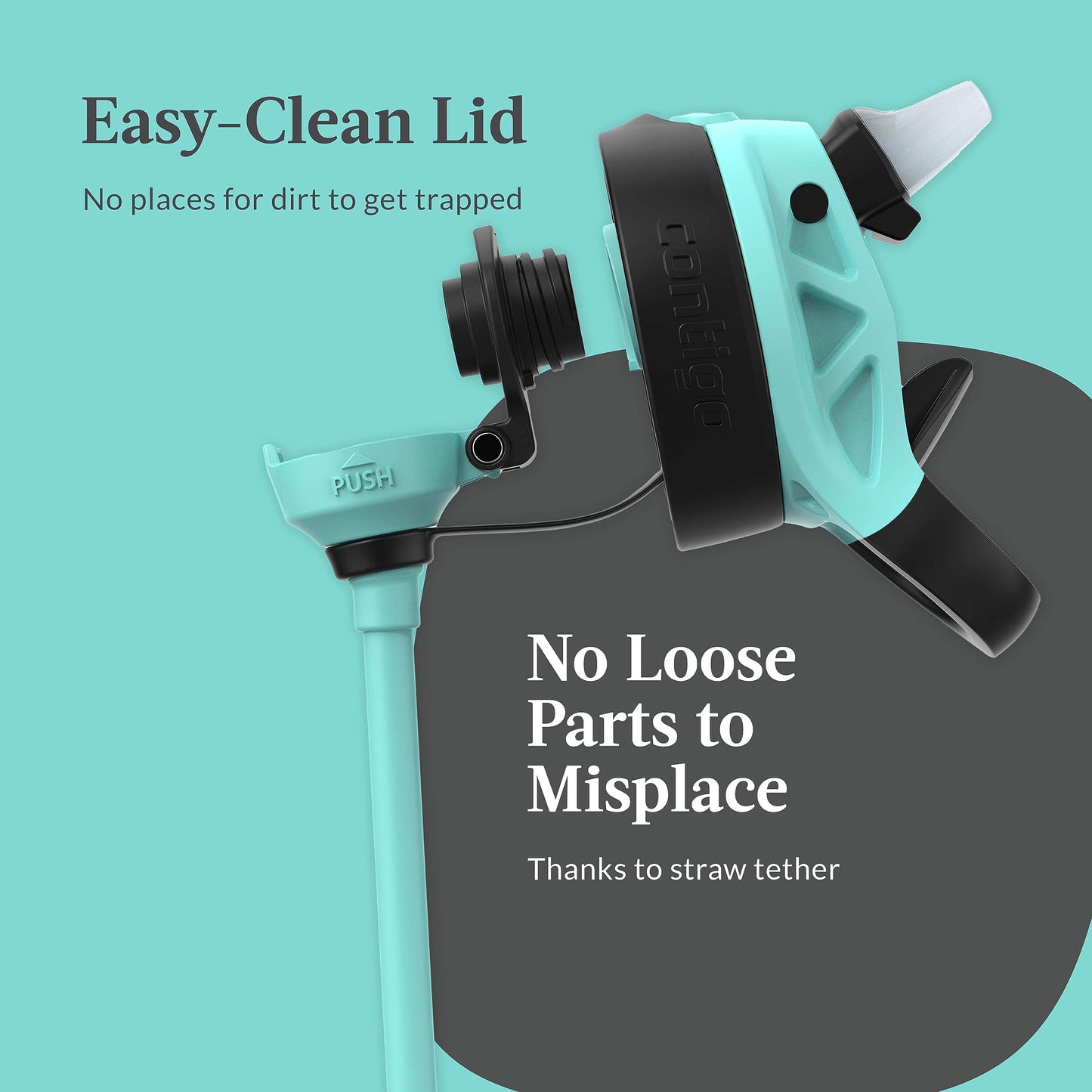 Contigo Aubrey Kids Water Bottle, 2-Pack, 20oz, Jade/Licorice & Juniper/Jade, Spill-Proof Lid, Dishwasher Safe, BPA Free