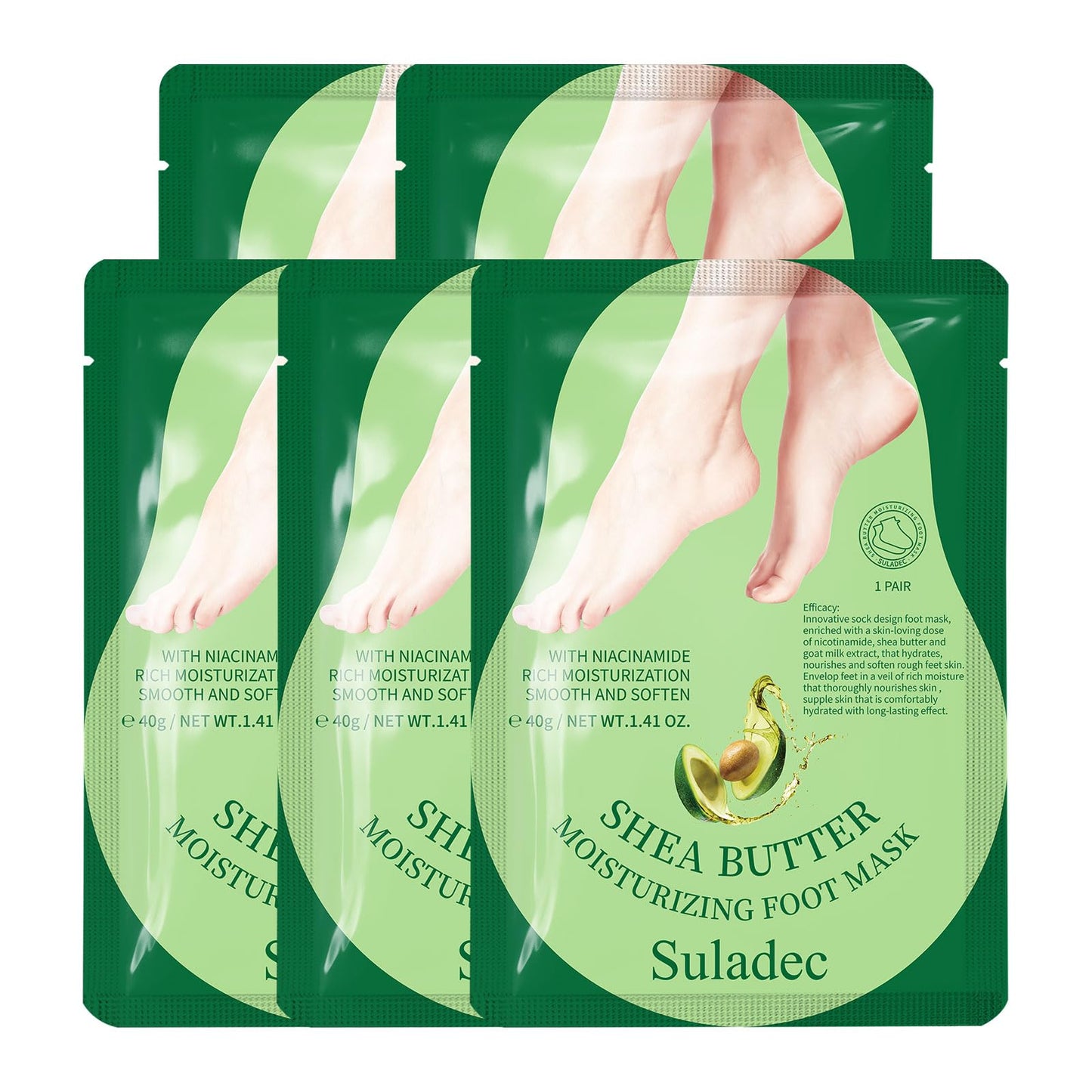 SULADEC Moisturizing Foot Mask with Shea Butter and Goat Milk, Hydrating Foot Masks for Dry Cracked Feet, Dry Skin Moisturizer for Soft and Smooth Beauty and Personal Care SULADEC