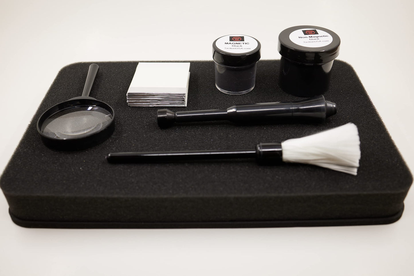 Taction Basic Detective Kit | Carry Case with Fingerprint Brushes, Powders, Hinge Lifts & Magnifying Glass | CSI Forensic Starter Set