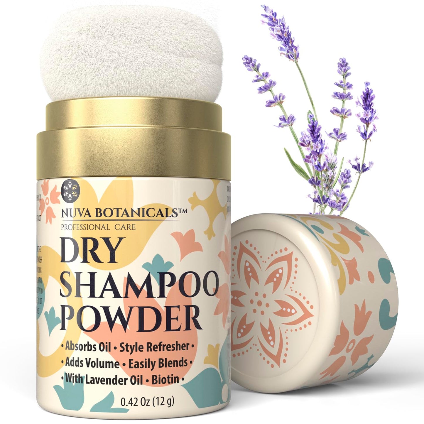 Nuva Botanicals Non Aerosol Dry Shampoo Powder with Biotin - Lavender Extract and Korean Ginseng - Volumizing Travel Size (0.42 oz) - Gifts for Her Beauty and Personal Care Nuva Botanicals Default Title