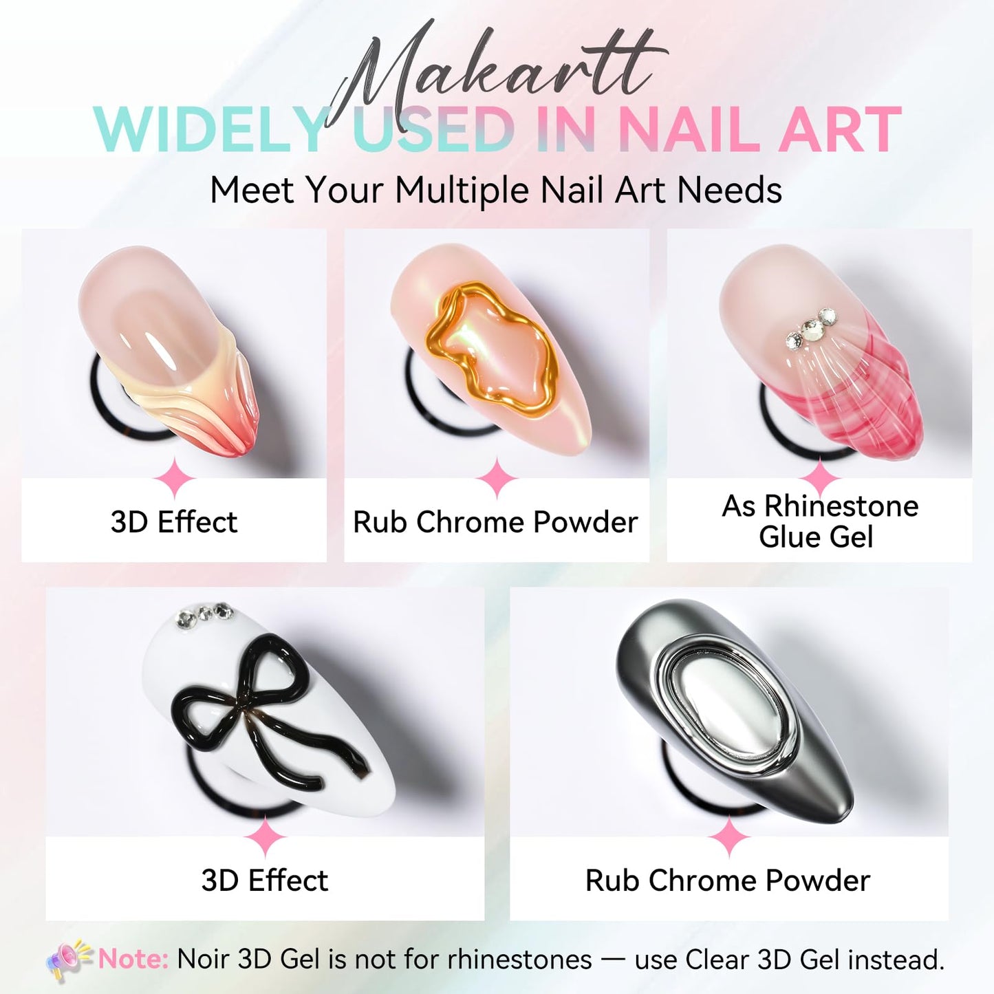 Makartt 3D Gel Nail Art Set - Clear & Noir Sculpting Gel for DIY Embossed Nail Designs - No Wipe Easy-Squeeze Tube Nail Glue for 3D Drawing, Molding Beauty and Personal Care Makartt