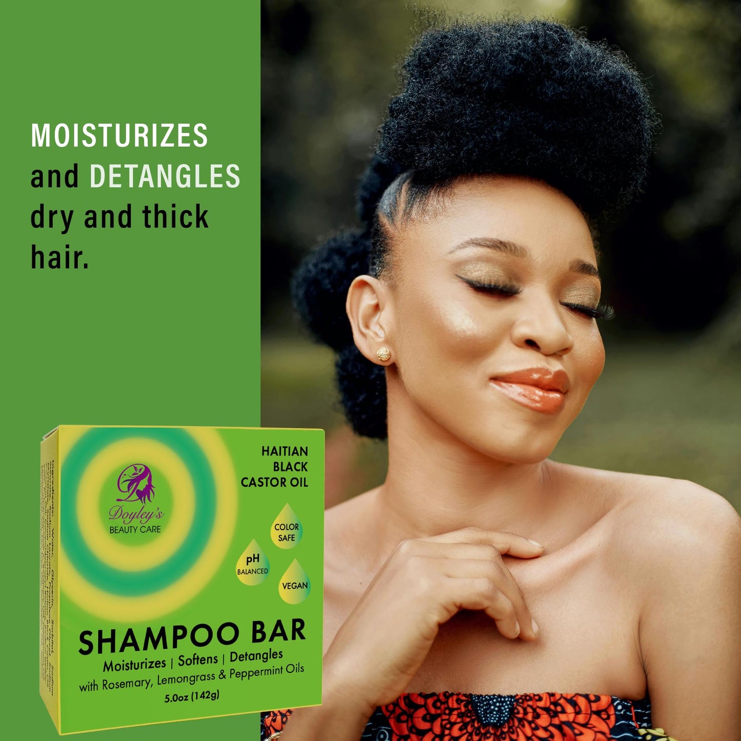 Doyley's Haitian Black Castor Oil Vegan Moisturizing Shampoo Bar 5oz and Mega Moisture Leave-In Conditioner Detangler 4oz Bundle | Hair Growth