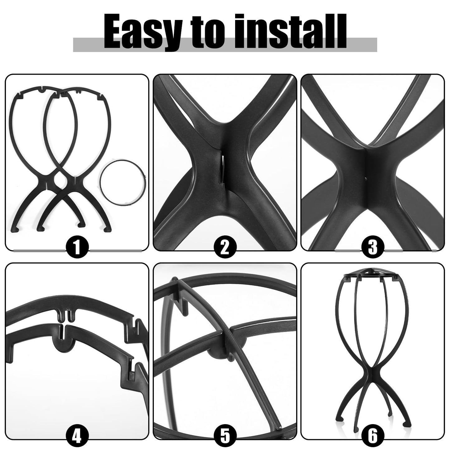 obeoby Wig Stand, Portable Wig Holder Wig Head Stand for All Wigs Travel Wig (black (6 pack)) Beauty and Personal Care obeoby