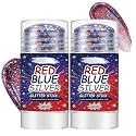 4th of July Glitter Stick,Face & Body Glitter Stick,Red Blue Silver Chunky Glitter Stick,Face Hair Body Glitter Makeup Stick for Party,Festival