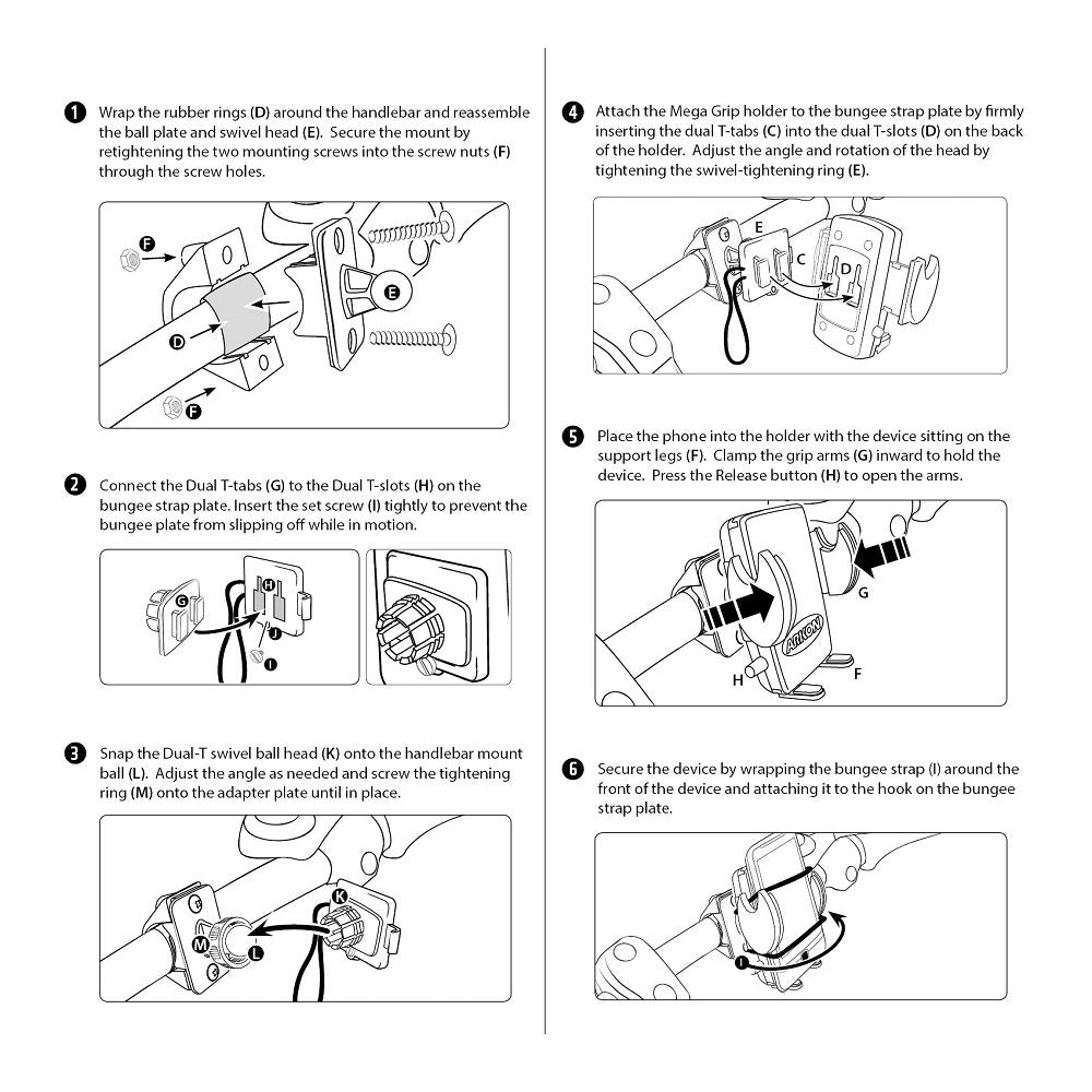 ARKON Bike Handlebar Phone Holder Mount for iPhone X 8 7 6S Plus 8 7 6S Galaxy Note Retail Black