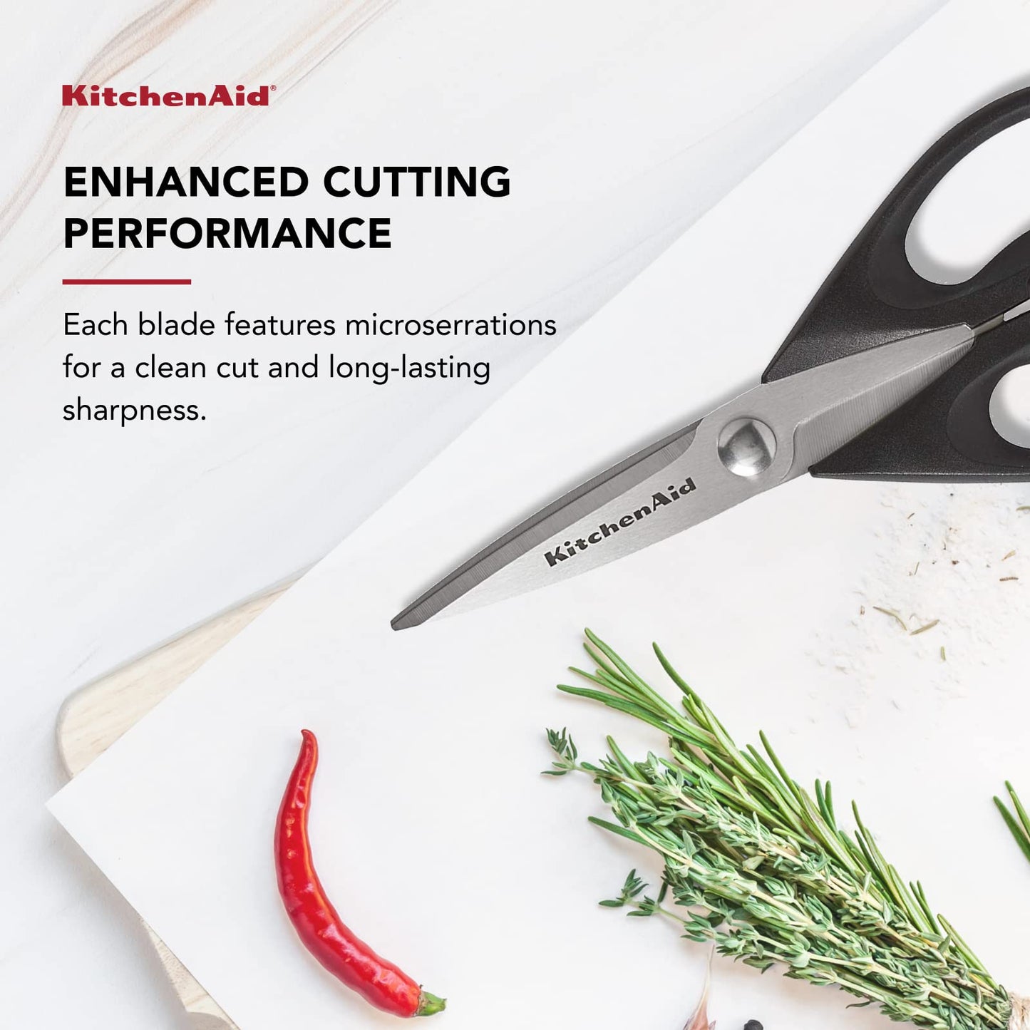 KitchenAid All-Purpose Kitchen Shears with Protective Sheath, Stainless Steel, Soft Grip Handle, Dishwasher Safe, 8.72", Black