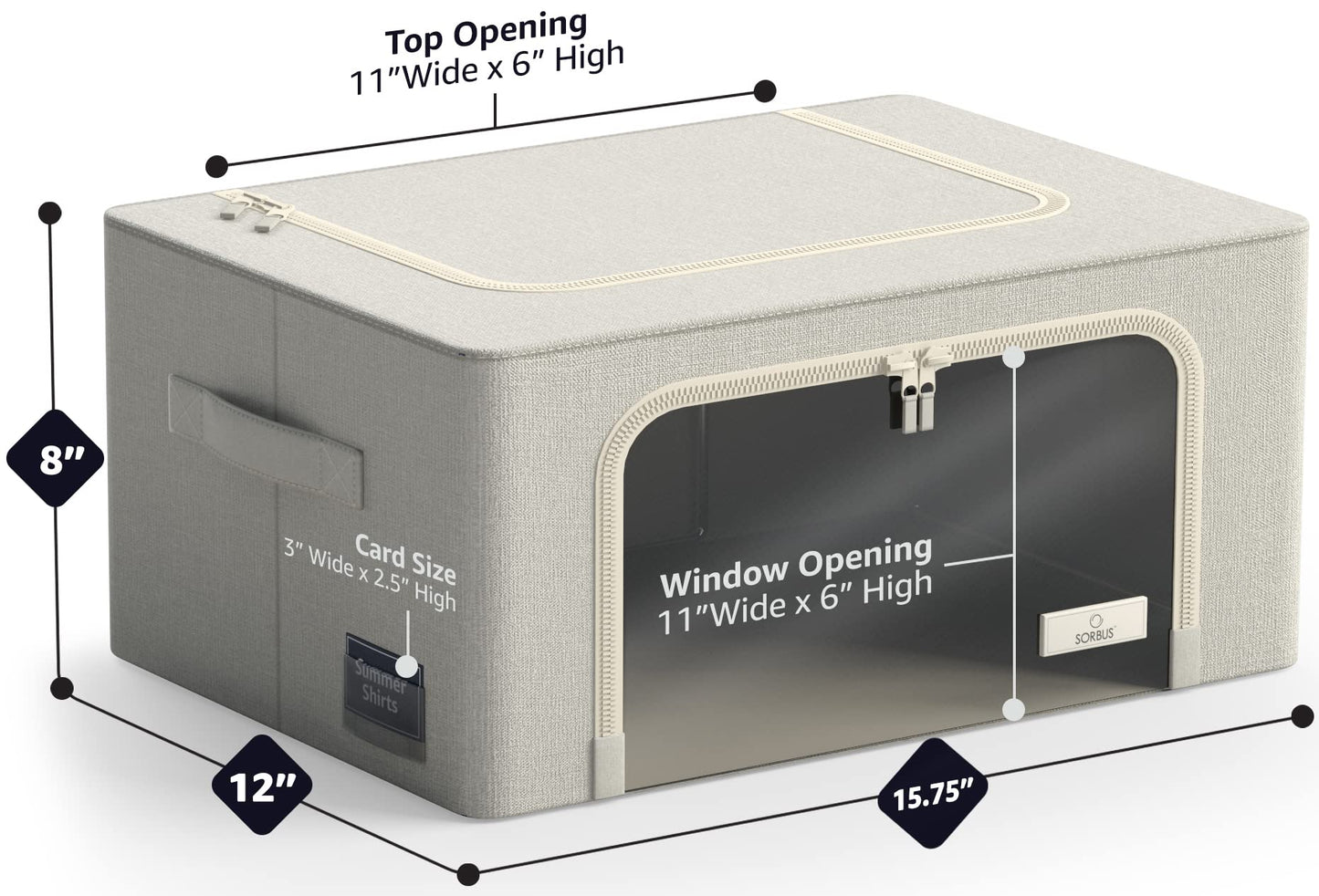 Sorbus Storage Bins with Metal Frame - Stackable & Foldable Clothes Organizer Bags - Oxford Fabric Storage Containers with Large Clear Window & Carry…