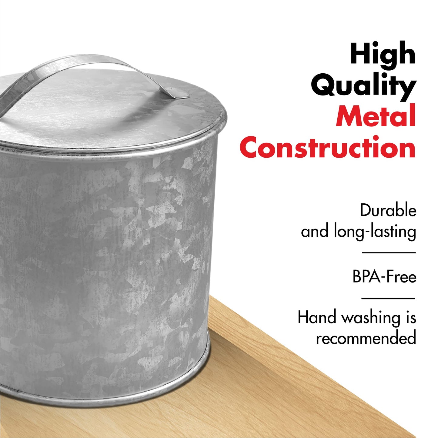 Amici Home Newport Galvanized Metal Canister | Dry Food Storage Container - 56 Ounce Capacity | Farmhouse Décor | Rustic Metal Canister for Kitchen…