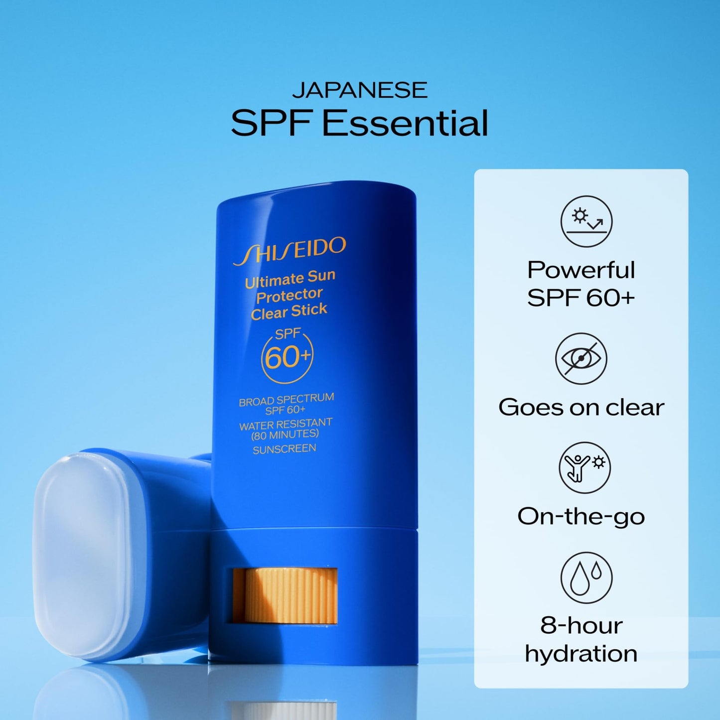Shiseido Ultimate Sun Protector Clear Stick SPF 60+ - Invisible, Portable Sunscreen for Face & Body - Visibly Improves Fine Lines, Smoothness & Skin Beauty and Personal Care Shiseido