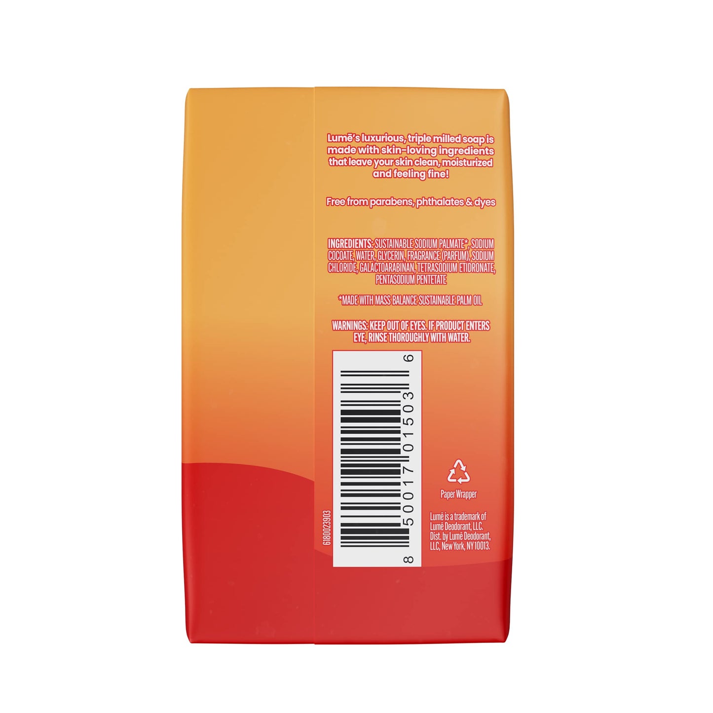 Lume Triple Milled Bar Soap - Rich Moisture & Gentle Cleansing - Paraben Free, Phthalate Free, Skin Safe - 5 ounce (Pack of 4) (Clean Tangerine) Beauty and Personal Care Lume