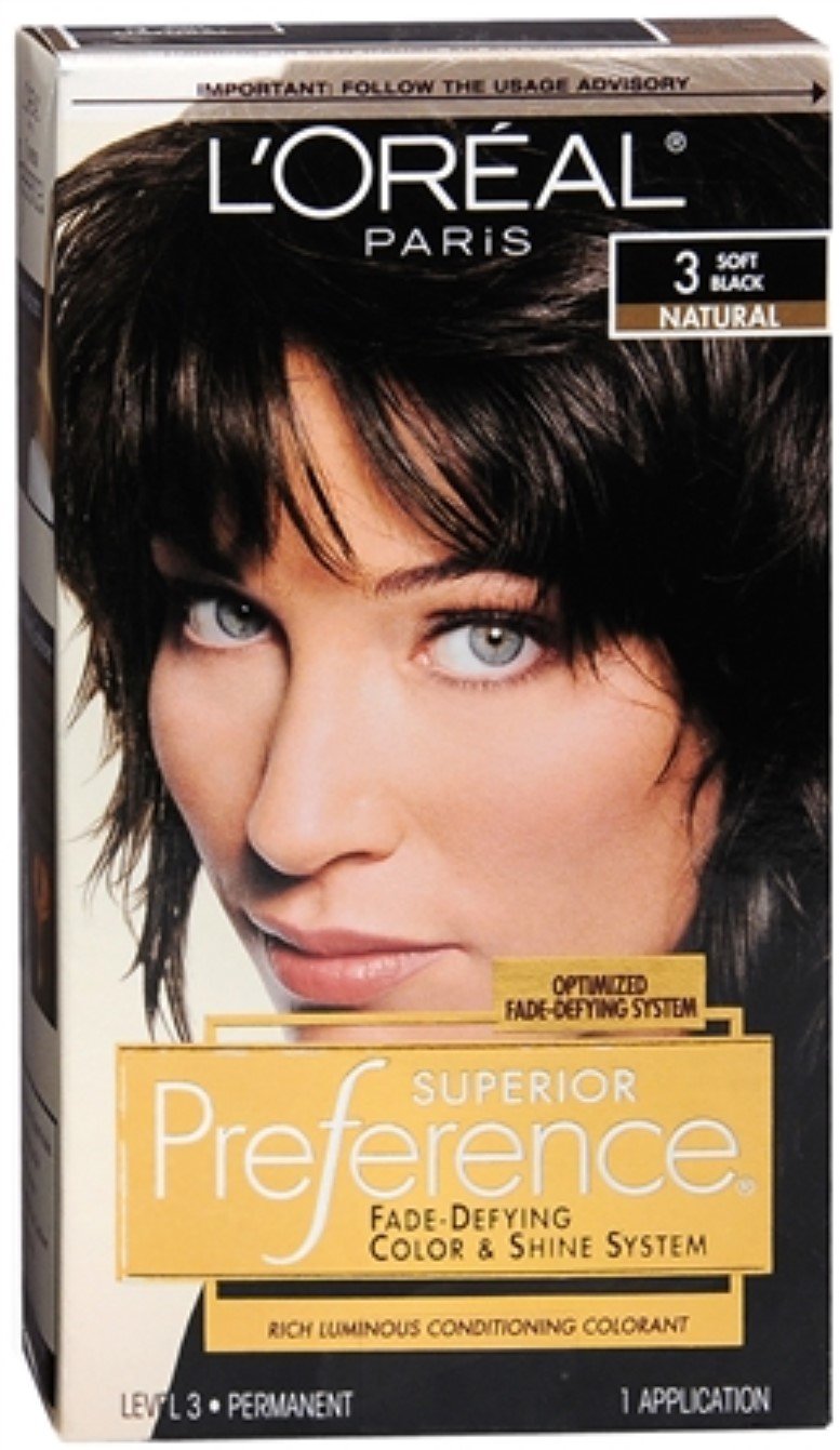 L’Oreal ParisSuperior Preference Fade-Resistant Conditioning Colorant, Level 3 Permanent, Soft Black/Natural 3 (Pack of 3)