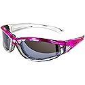 GV Padded Women Lady Motorcycle Sunglasses Glasses Pink and Chrome With Storage Bag