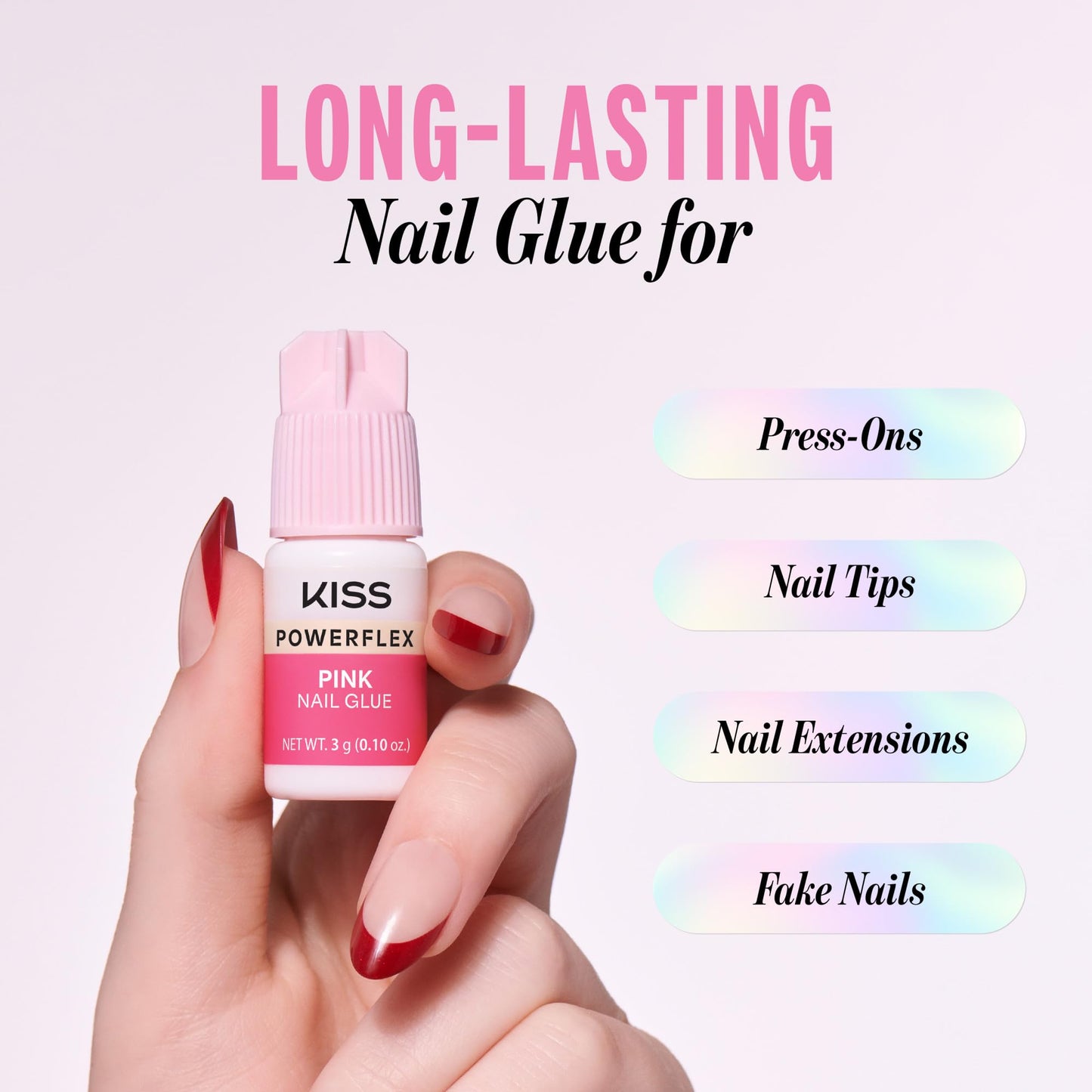 Kiss Powerflex, Nail Glue for Press On Nails, Nail Bond, Includes 3g Pink Glue Beauty & Personal Care KISS