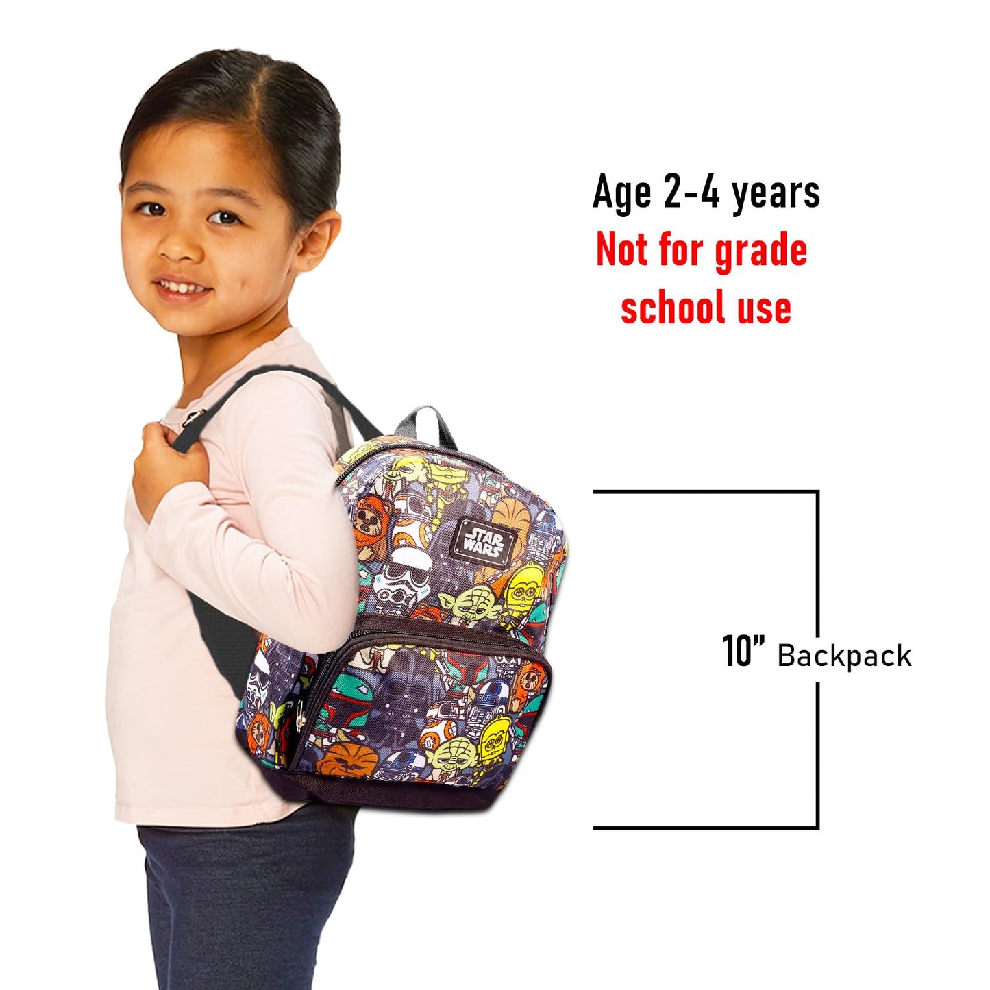 Disney Star Wars Preschool Backpack for Kids, Toddlers ~ 4 Pc School Supplies Bundle with Canvas Star Wars 10" Mini Backpack, Stickers, and More