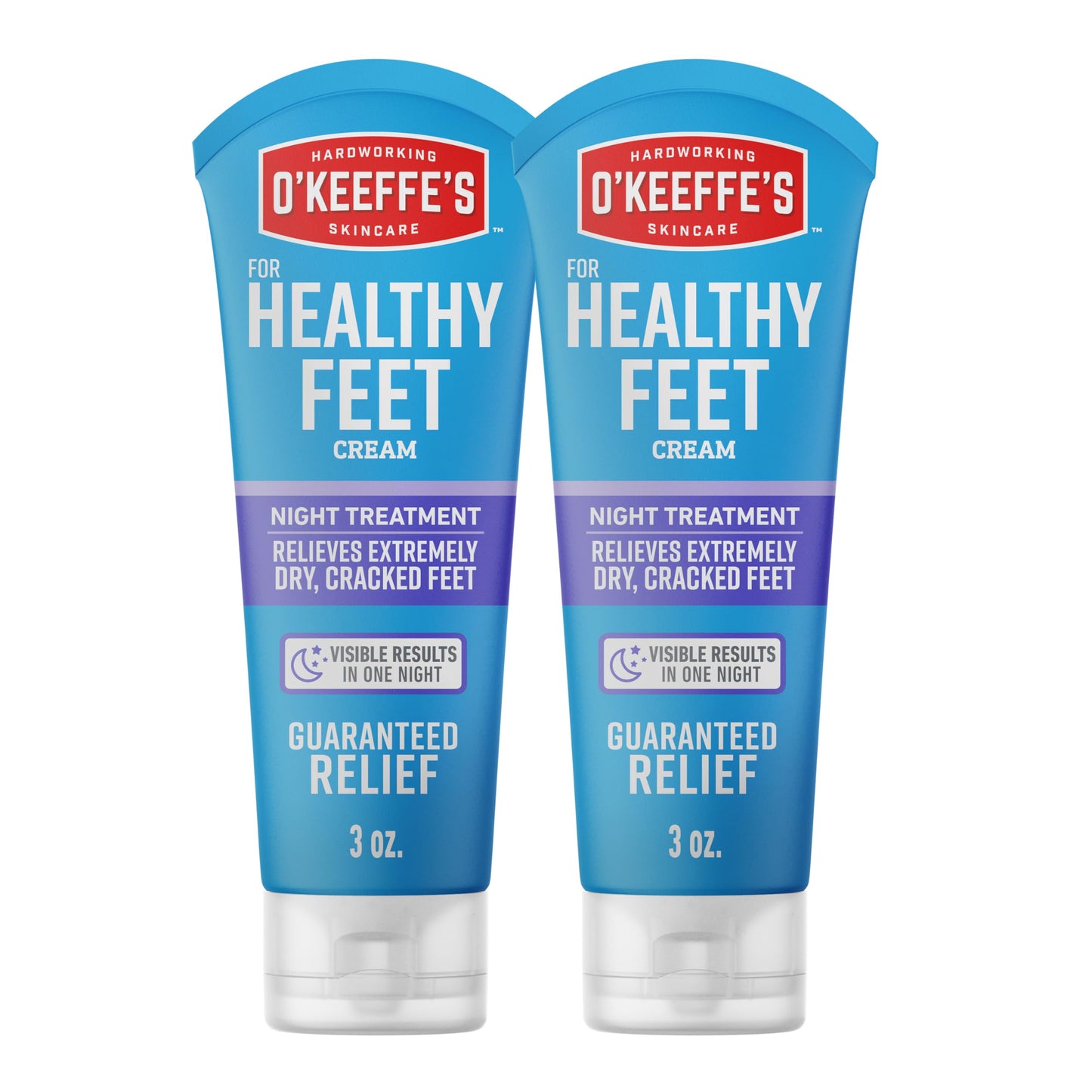 O'Keeffe's for Healthy Feet Night Treatment Foot Cream 3 oz Tube (2 Pack)- Guaranteed Overnight Relief for Extremely Cracked, Dry Feet, Repairing