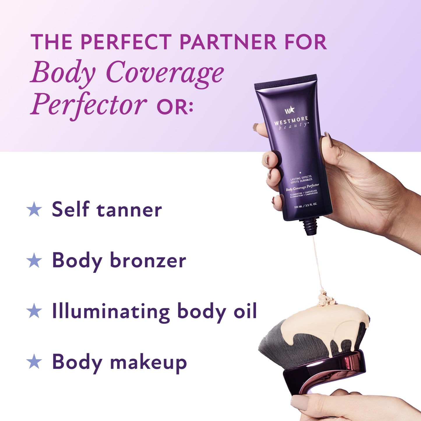 Westmore Beauty Blend & Blur Body Kabuki Brush & Self Tanner Brush - For Body Makeup & Foundation - Blending Applicator For Self Tanning