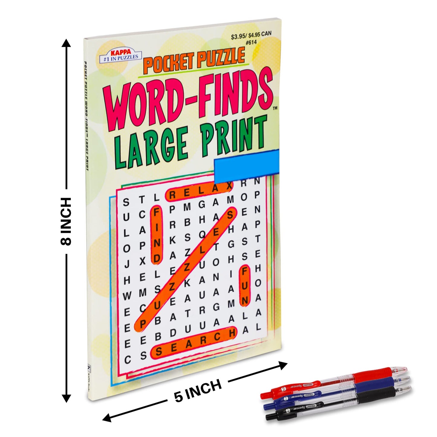 5-Pack Travel Puzzle Books – 450+ Sudoku & Large Print Word Search for Adults & Seniors, Brain Stimulation Variety Pack, 8x5 Digest