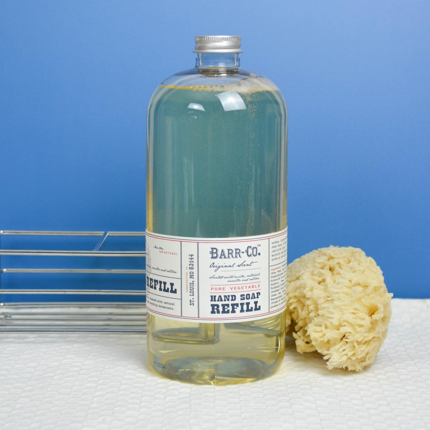 BARR-CO. Liquid Soap Refill - Natural Hand Soap with Oat, Vanilla & Vetiver - Vegan, Moisturizing Formula for Bathroom & Kitchen, Original Scent 32fl