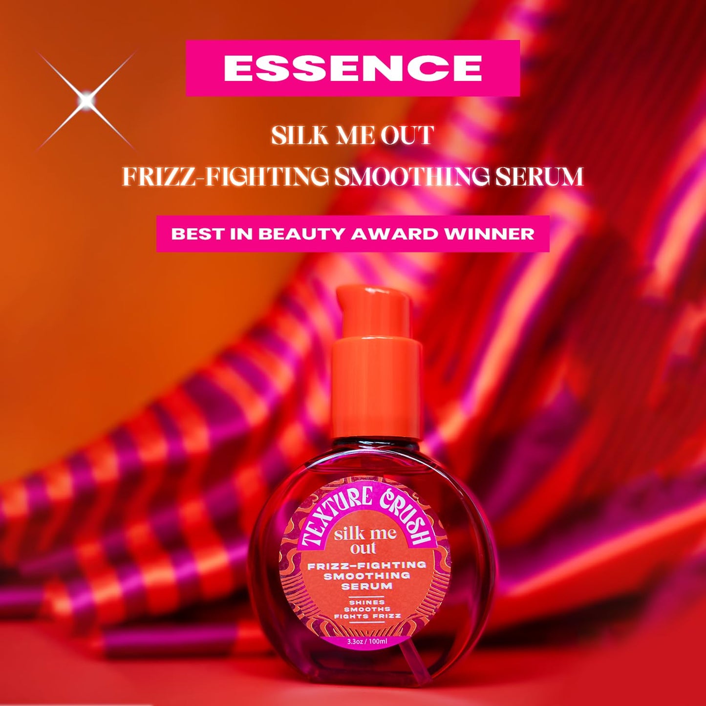 Texture Crush Silk Me Out Anti-Frizz Smoothing Serum-Boosts Shine & Humidity Resistant with Heat Protection & Frizz Control for Blow Outs Silk